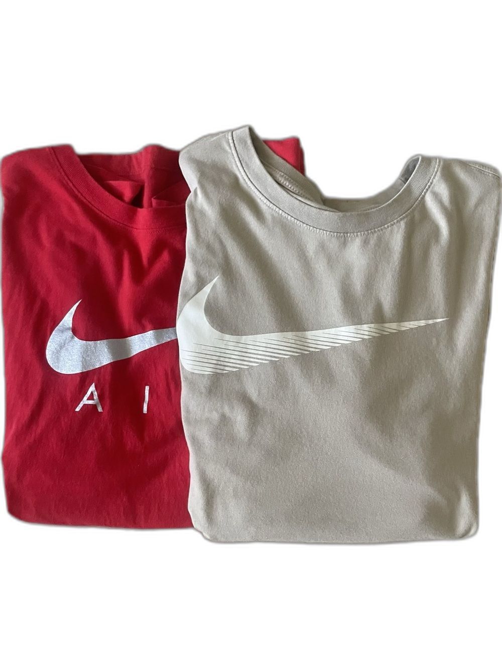 Set of two XL Nike cotton shirts -Men’s Red, Silver, White & Tan